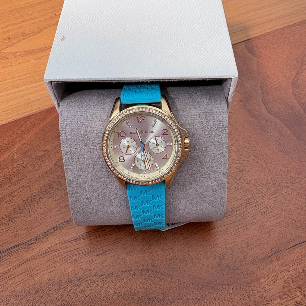 Michael Kors Gold Watch with Blue Strap